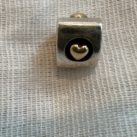 Authentic Pandora Heart of Gold Charm - Retired 14k & Sterling Silver - Picture 2 of 7